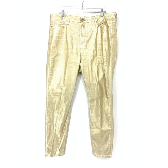 Good American Jeans Women's Size 22 High Rise Good Legs Denim Gold Metallic - Picture 1 of 8